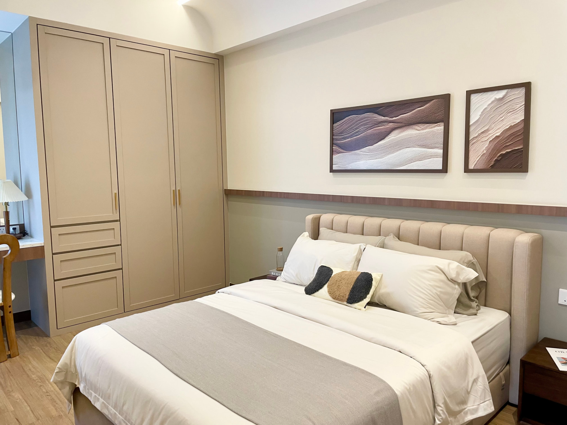 The Marin showroom bedroom with built-in wardrobe