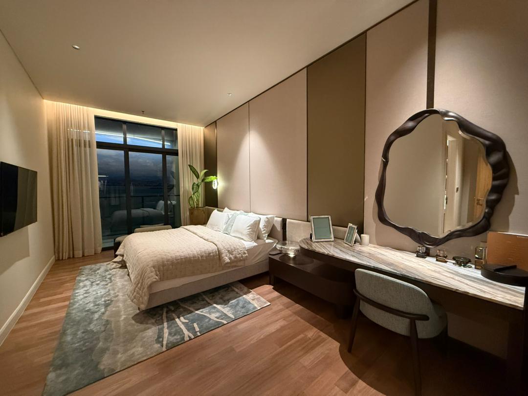 Westin Residences showroom bedroom with dressing table and sea view