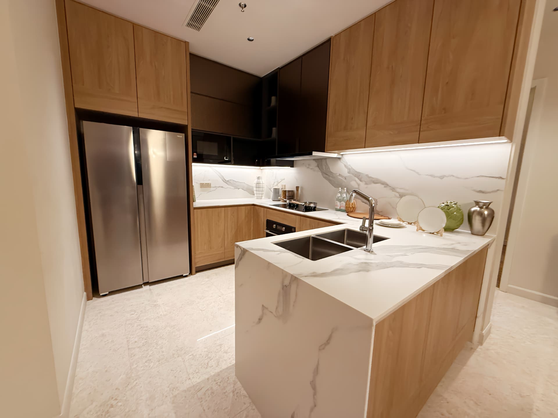 Westin Residences showroom kitchen with marble island