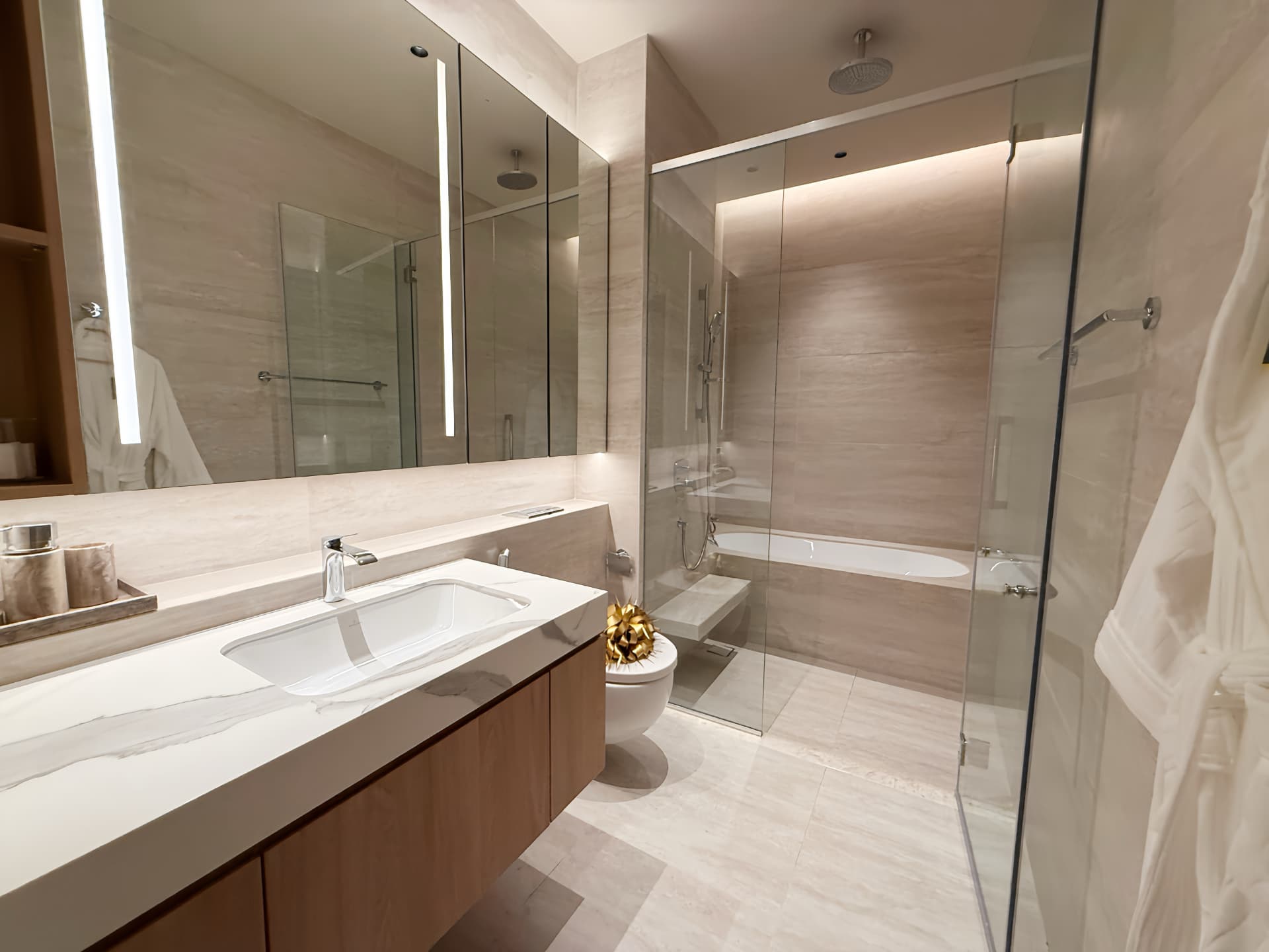 Westin Residences showroom bathroom with bathtub and rain shower